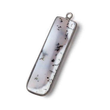 40x12mm Black Gold Bezel Dendritic Opal Plain Bar Pendant 1 piece (ONLINE ORDER ONLY)