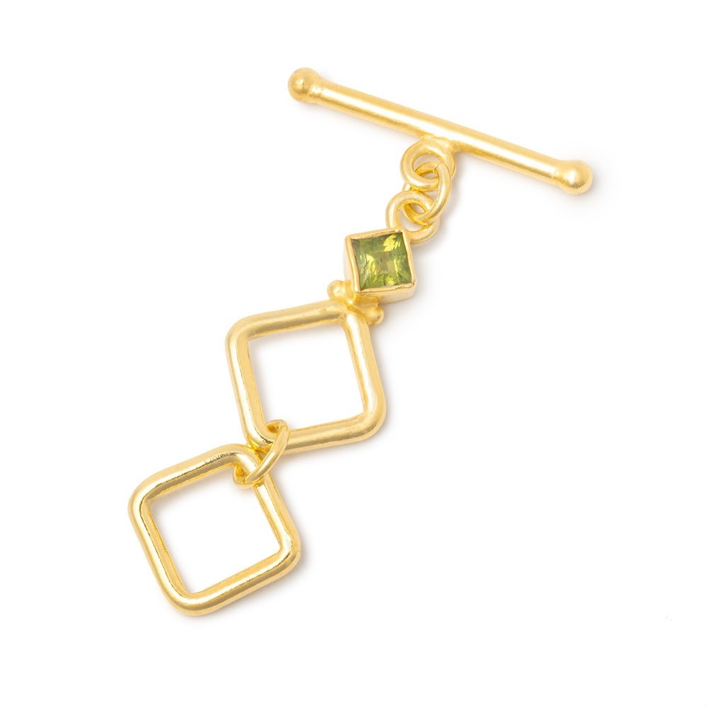 40x12mm Vermeil Peridot Square Toggle 1 piece (ONLINE ORDER ONLY)