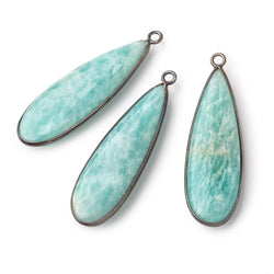 40x13mm Black Gold .925 Bezel Amazonite Plain Pear Pendant 1 Focal Bead (ONLINE ORDER ONLY)