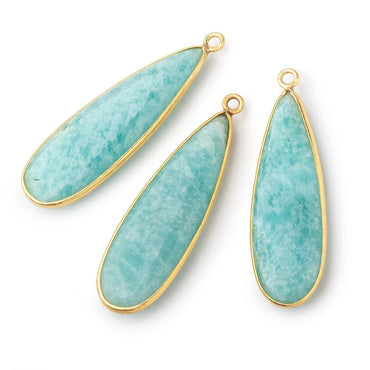 40x13mm Vermeil Bezel Amazonite Plain Pear Pendant 1 Focal Bead (ONLINE ORDER ONLY)