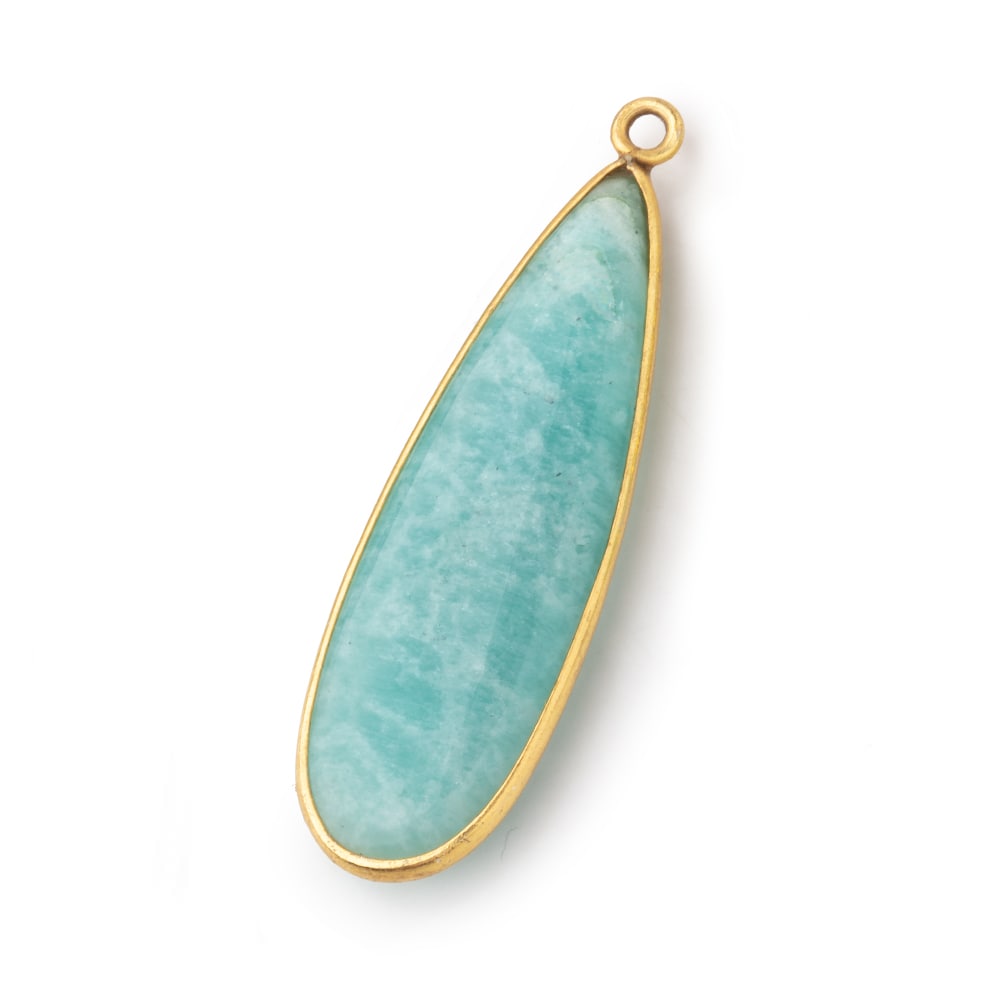 40x13mm Vermeil Bezel Amazonite Plain Pear Pendant 1 Focal Bead (ONLINE ORDER ONLY)