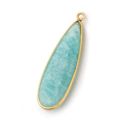 40x13mm Vermeil Bezel Amazonite Plain Pear Pendant 1 Focal Bead (ONLINE ORDER ONLY)