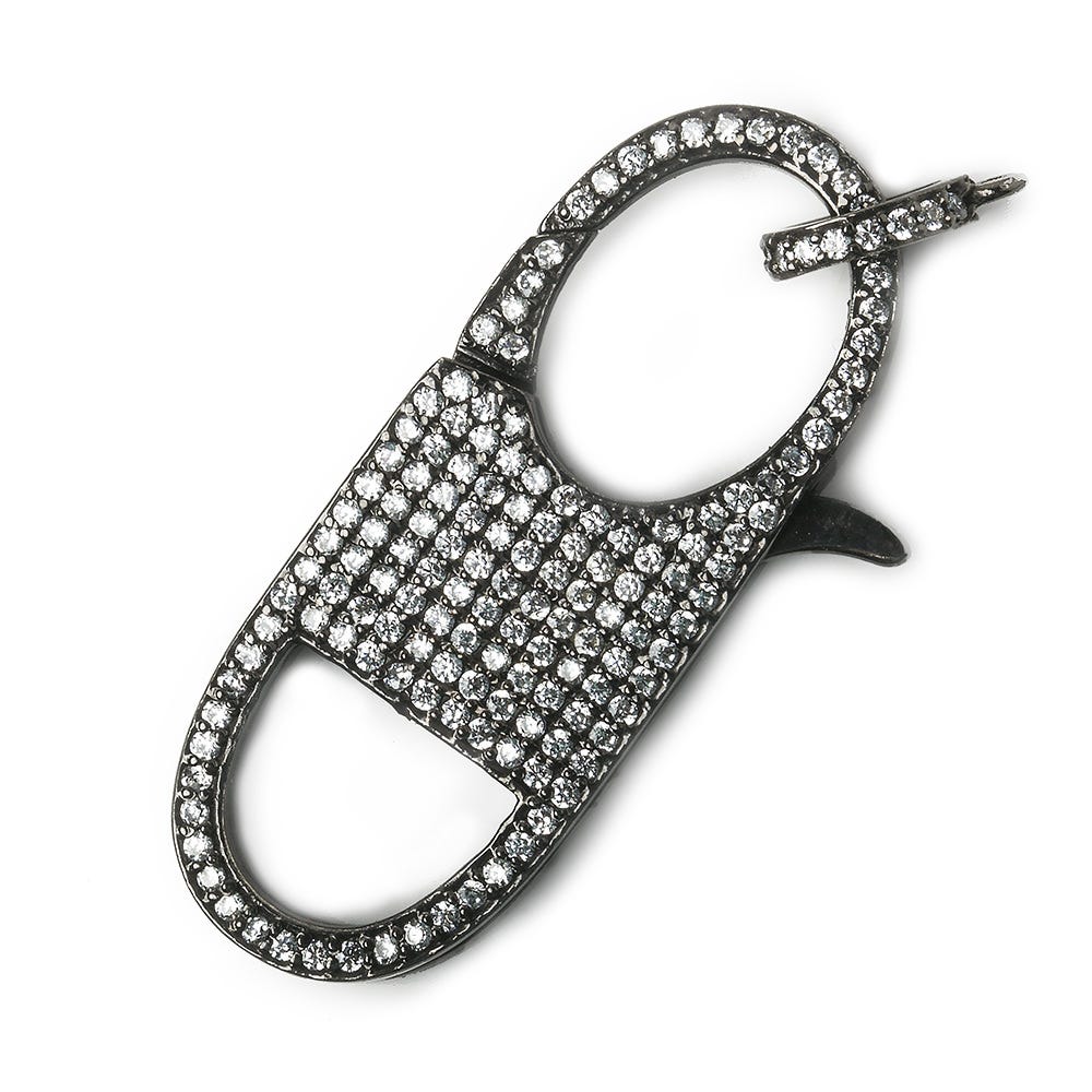 40x16mm Black Gold .925 Silver CZ Oval Lobster Clasp with CZ Ring 1 piece (ONLINE ORDER ONLY)