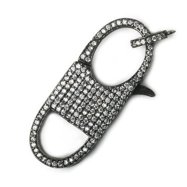 40x16mm Black Gold .925 Silver CZ Oval Lobster Clasp with CZ Ring 1 piece (ONLINE ORDER ONLY)