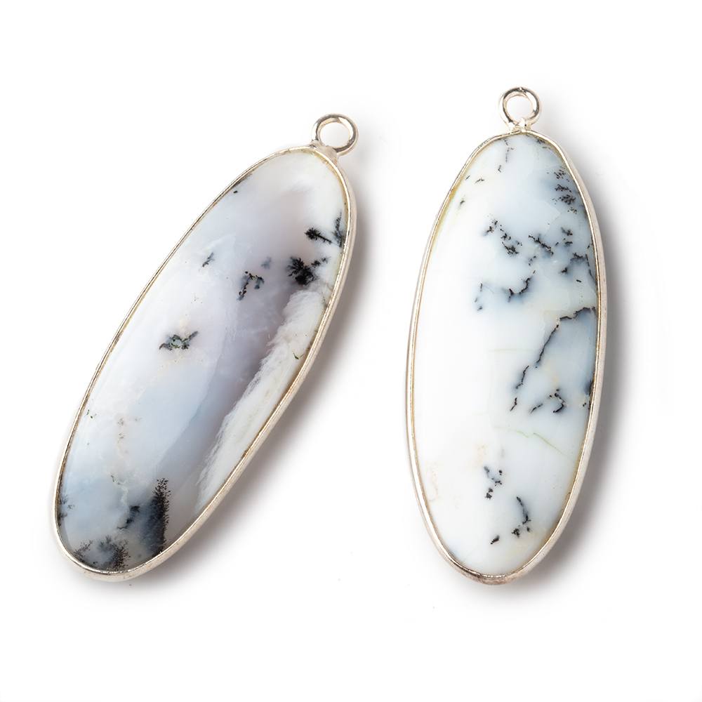 40x16mm Sterling Silver Bezel Dendritic Opal Plain Oval Pendant 1 piece (ONLINE ORDER ONLY)