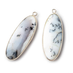 40x16mm Sterling Silver Bezel Dendritic Opal Plain Oval Pendant 1 piece (ONLINE ORDER ONLY)
