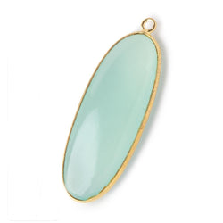 40x16mm Vermeil Bezel Seafoam Chalcedony Plain Elongated Oval Pendant 1 piece (ONLINE ORDER ONLY)