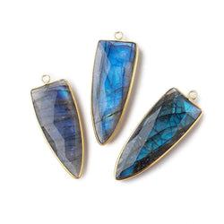 40x16mm Vermeil Bezeled Labradorite Faceted Point Pendant 1 piece (ONLINE ORDER ONLY)