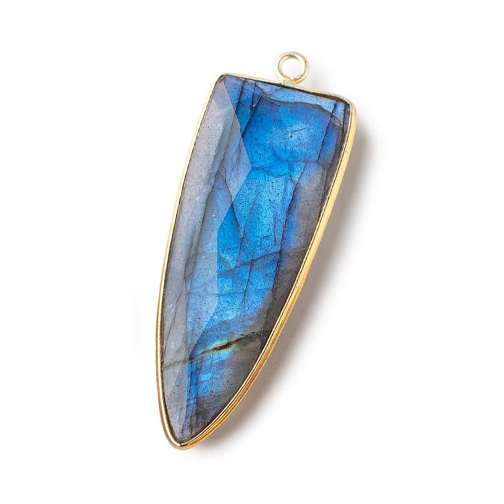 40x16mm Vermeil Bezeled Labradorite Faceted Point Pendant 1 piece (ONLINE ORDER ONLY)