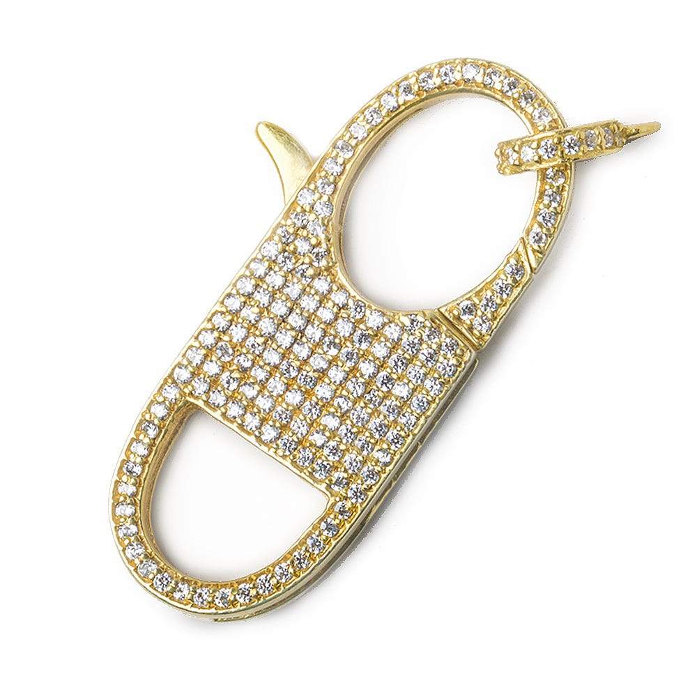 40x16mm Vermeil CZ Oval Lobster Clasp with CZ Ring 1 piece (ONLINE ORDER ONLY)