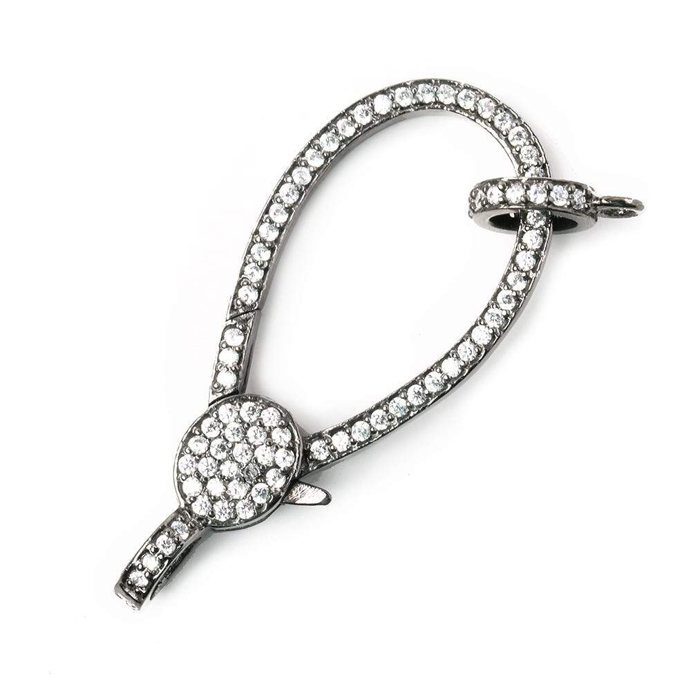40x17mm Black Gold .925 Silver Pave CZ Lobster Clasp with CZ Ring 1 piece (ONLINE ORDER ONLY)