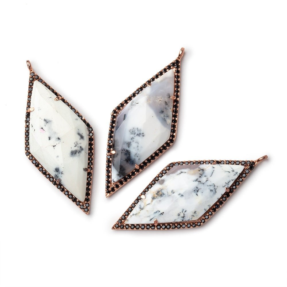 40x18mm Rose Gold & Black CZ Bezel Dendritic Opal Kite Pendant 1 Focal (ONLINE ORDER ONLY)