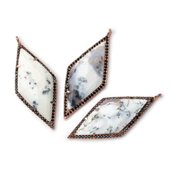 40x18mm Rose Gold & Black CZ Bezel Dendritic Opal Kite Pendant 1 Focal (ONLINE ORDER ONLY)