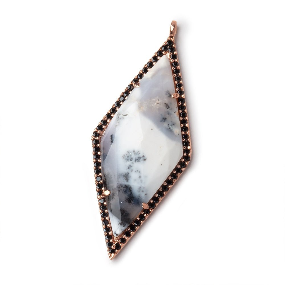 40x18mm Rose Gold & Black CZ Bezel Dendritic Opal Kite Pendant 1 Focal (ONLINE ORDER ONLY)