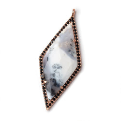 40x18mm Rose Gold & Black CZ Bezel Dendritic Opal Kite Pendant 1 Focal (ONLINE ORDER ONLY)