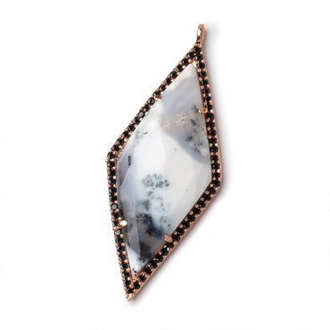 40x18mm Rose Gold & Black CZ Bezel Dendritic Opal Kite Pendant 1 Focal (ONLINE ORDER ONLY)