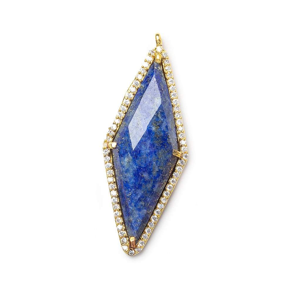 40x18mm Vermeil Bezel CZ & Lapis Lazuli Faceted Kite Marquise Pendant 1 focal bead (ONLINE ORDER ONLY)