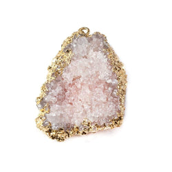 40x24mm 22kt Gold Leaf Edged Calcite Mineral Crystal Pendant 1 piece (ONLINE ORDER ONLY)