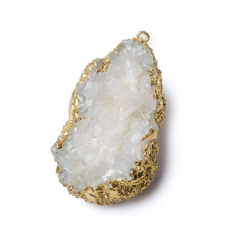 40x24mm 22kt Gold Leaf Edged Calcite Mineral Crystal Pendant 1 piece (ONLINE ORDER ONLY)