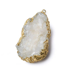 40x24mm 22kt Gold Leaf Edged Calcite Mineral Crystal Pendant 1 piece (ONLINE ORDER ONLY)