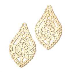 40x24mm Brushed Filigree Tear Drop Charm Set of 2 pieces (ONLINE ORDER ONLY)
