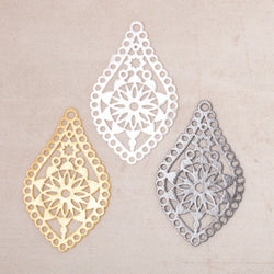 40x24mm Brushed Filigree Tear Drop Charm Set of 2 pieces (ONLINE ORDER ONLY)