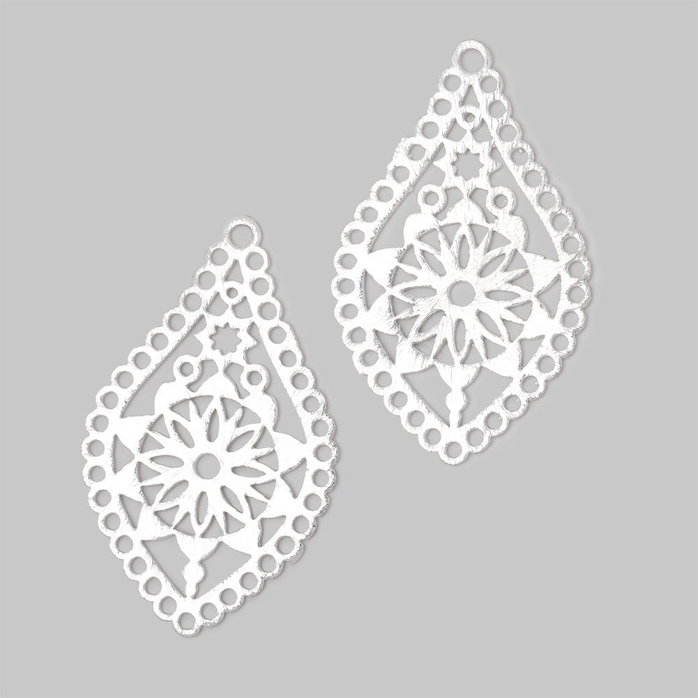 40x24mm Brushed Filigree Tear Drop Charm Set of 2 pieces (ONLINE ORDER ONLY)