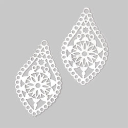 40x24mm Brushed Filigree Tear Drop Charm Set of 2 pieces (ONLINE ORDER ONLY)