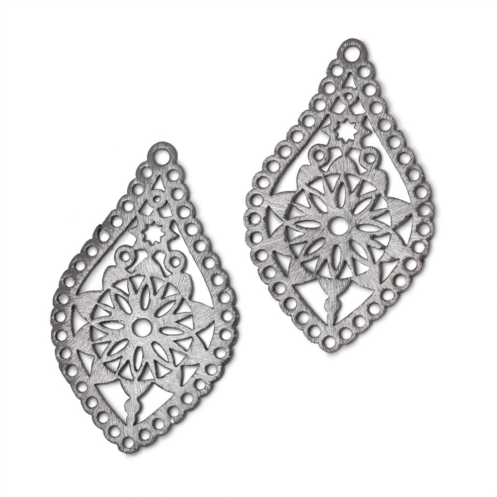 40x24mm Brushed Filigree Tear Drop Charm Set of 2 pieces (ONLINE ORDER ONLY)