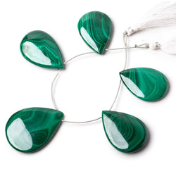 40x28-48x37mm Malachite Plain Pear Briolettes 6 inch 5 Beads (ONLINE ORDER ONLY)
