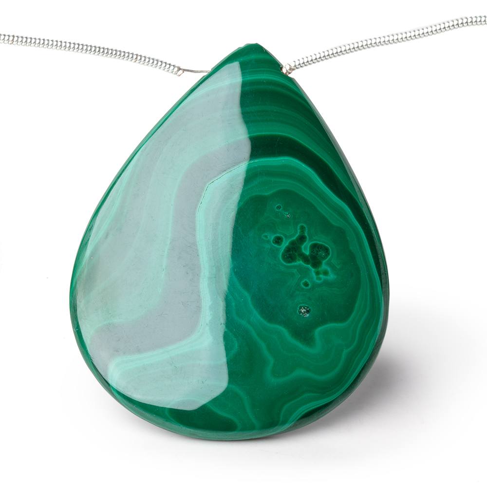 40x28-48x37mm Malachite Plain Pear Briolettes 6 inch 5 Beads (ONLINE ORDER ONLY)