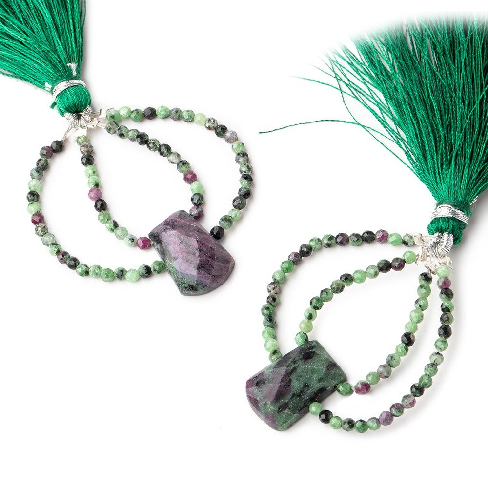 40x30mm Ruby in Zoisite Faceted Fancy Focal Beads Sold as a Set of 2 (ONLINE ORDER ONLY)