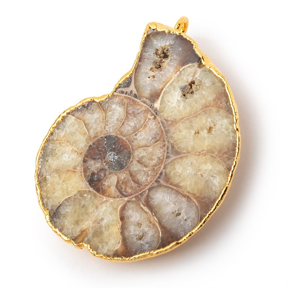 40x32mm Gold Leafed Ammonite Fossil Pendant 1 focal piece (ONLINE ORDER ONLY)