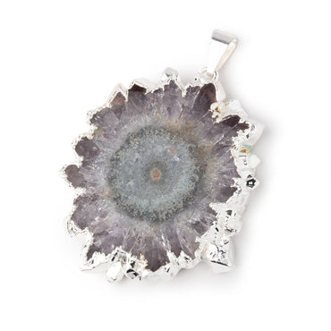 40x35mm Silver Leafed Amethyst Solar Quartz Slice Pendant 1 focal piece (ONLINE ORDER ONLY)