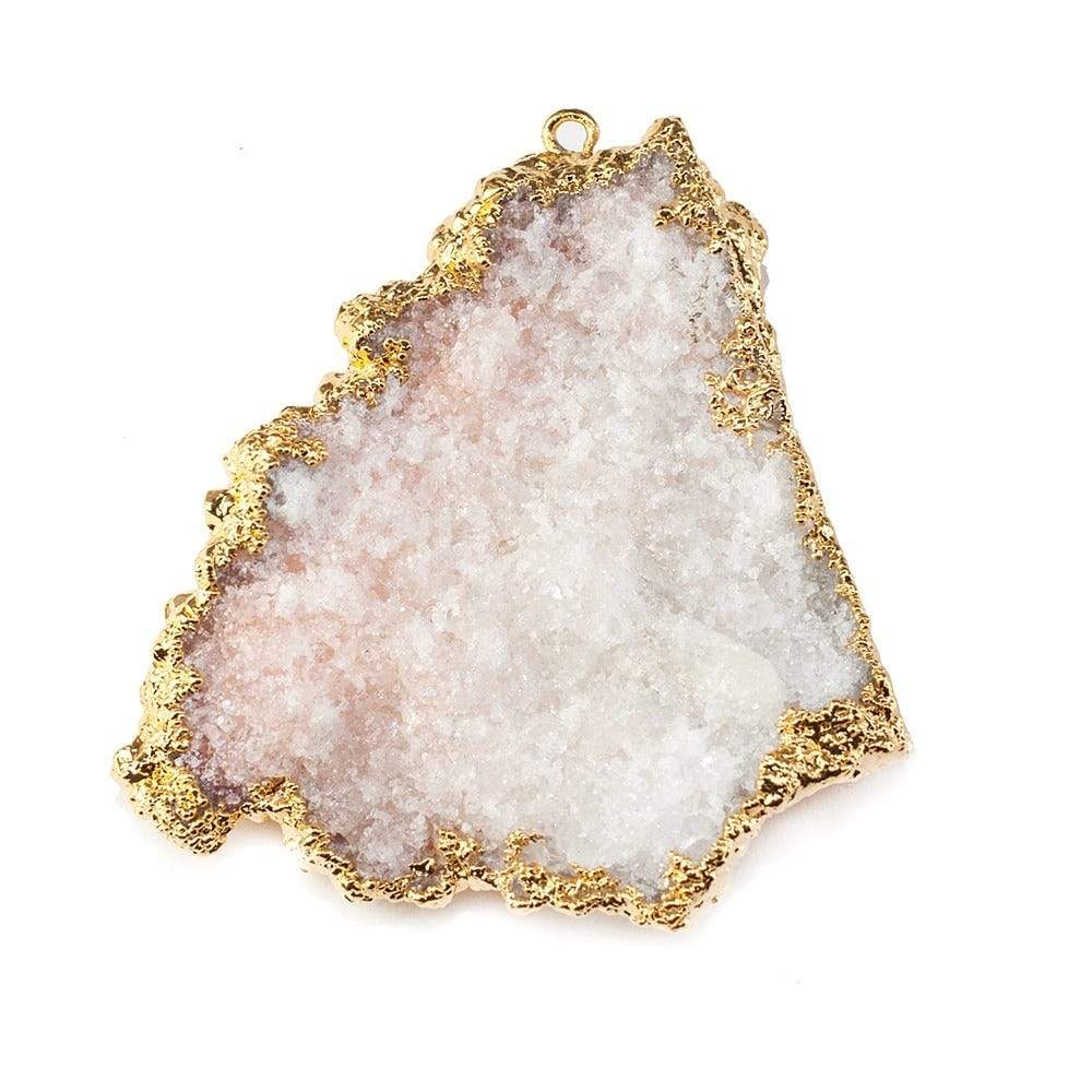 40x39mm 22kt Gold Leaf Edged Calcite Mineral Crystal Pendant 1 piece (ONLINE ORDER ONLY)