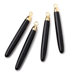40x5mm Gold Leafed Black Onyx Plain Tube Pendant 1 piece (ONLINE ORDER ONLY)