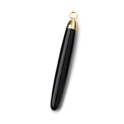 40x5mm Gold Leafed Black Onyx Plain Tube Pendant 1 piece (ONLINE ORDER ONLY)