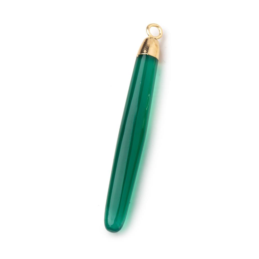 40x5mm Gold Leafed Green Onyx Plain Tube Pendant 1 piece (ONLINE ORDER ONLY)