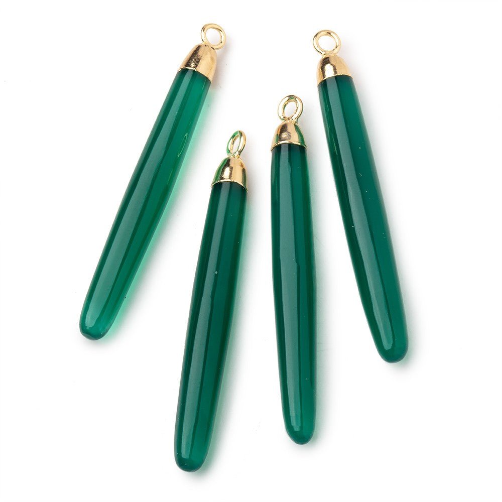 40x5mm Gold Leafed Green Onyx Plain Tube Pendant 1 piece (ONLINE ORDER ONLY)