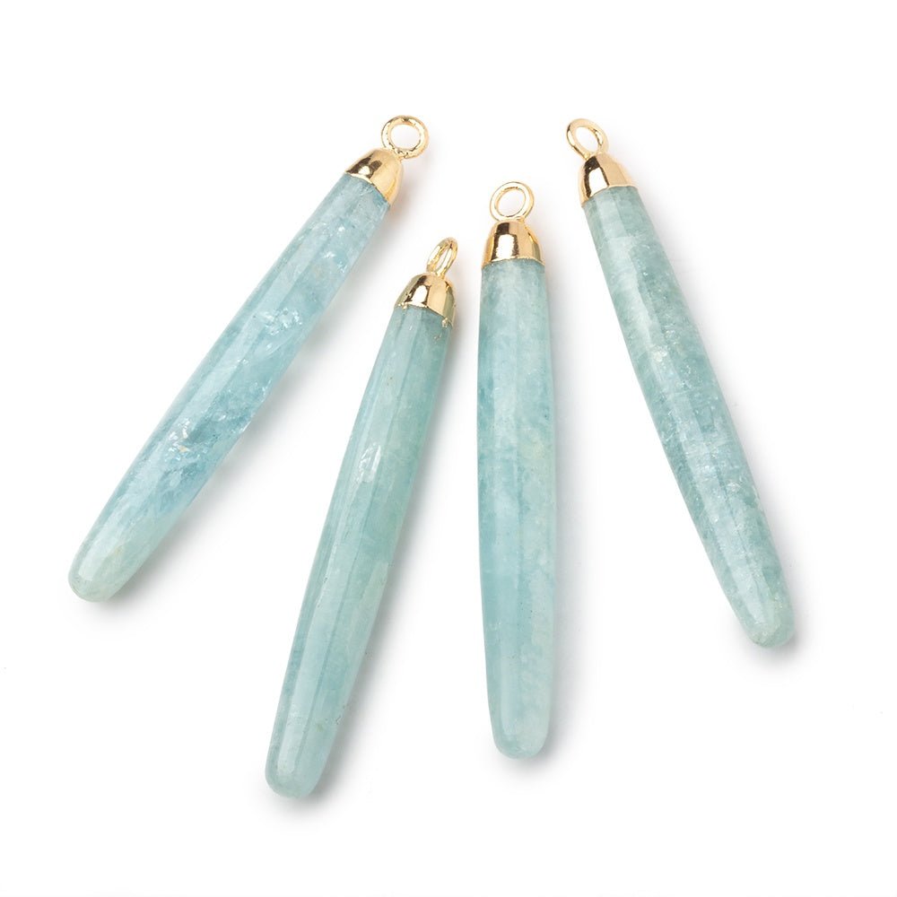 40x5mm Gold Leafed Milky Aquamarine Plain Tube Pendant 1 piece (ONLINE ORDER ONLY)