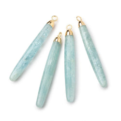 40x5mm Gold Leafed Milky Aquamarine Plain Tube Pendant 1 piece (ONLINE ORDER ONLY)