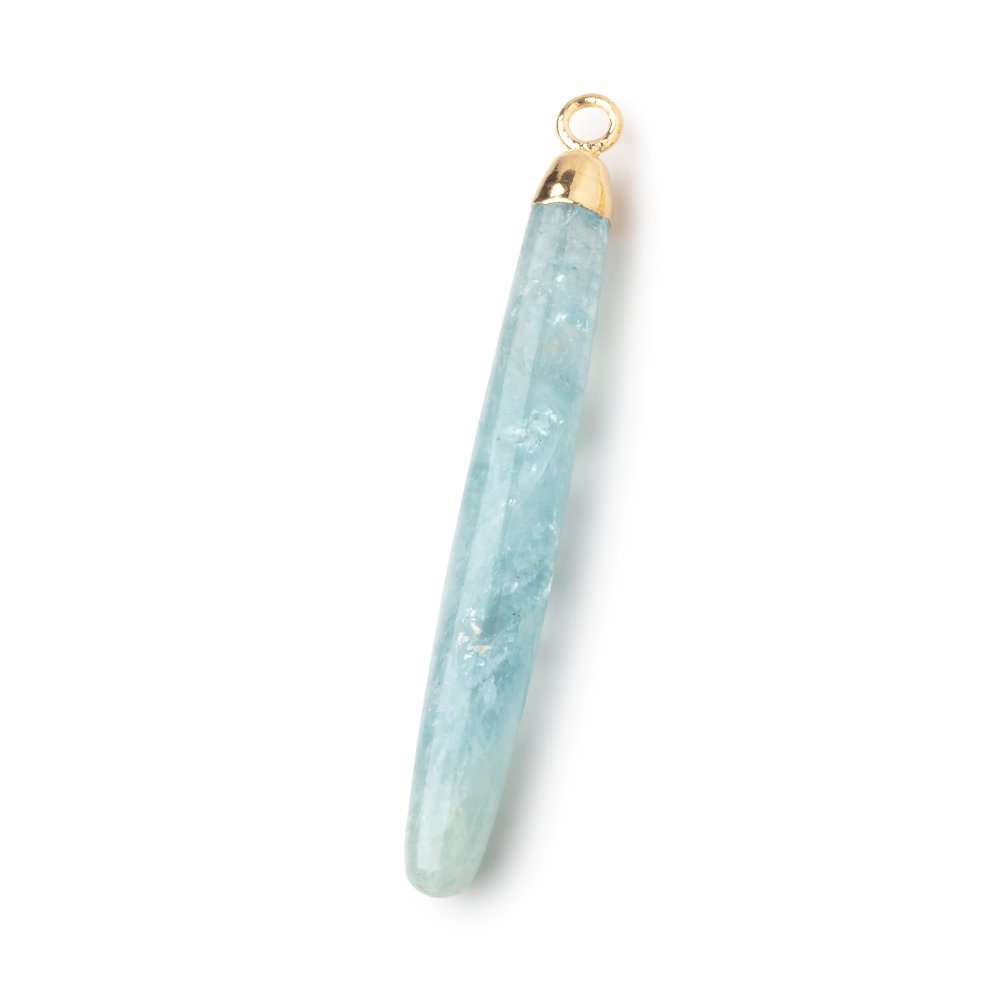 40x5mm Gold Leafed Milky Aquamarine Plain Tube Pendant 1 piece (ONLINE ORDER ONLY)