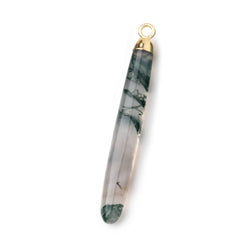 40x5mm Gold Leafed Moss Agate Plain Tube Pendant 1 piece (ONLINE ORDER ONLY)
