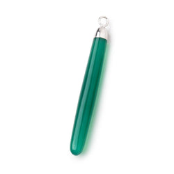 40x5mm Silver Leafed Green Onyx Plain Tube Pendant 1 piece (ONLINE ORDER ONLY)