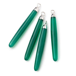 40x5mm Silver Leafed Green Onyx Plain Tube Pendant 1 piece (ONLINE ORDER ONLY)