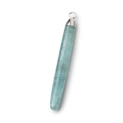 40x5mm Silver Leafed Milky Aquamarine Plain Tube Pendant 1 piece (ONLINE ORDER ONLY)
