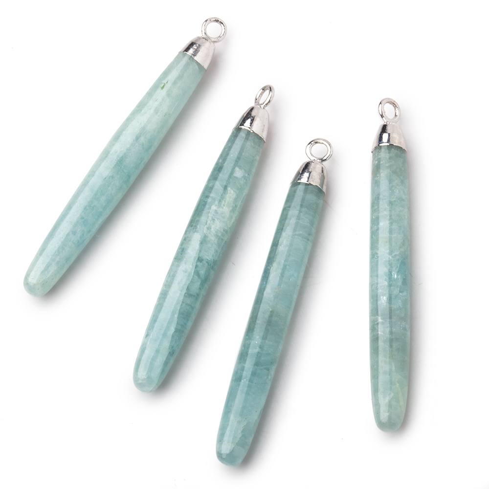 40x5mm Silver Leafed Milky Aquamarine Plain Tube Pendant 1 piece (ONLINE ORDER ONLY)
