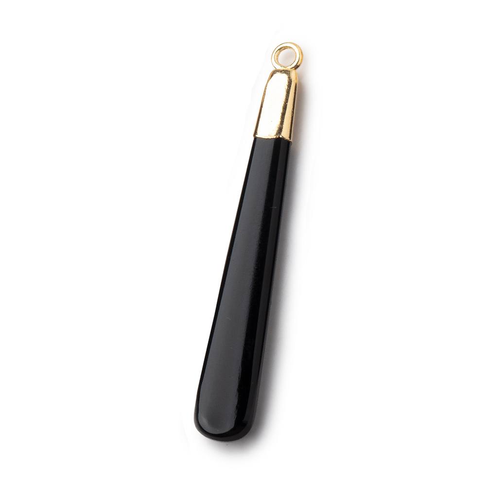 40x6mm Gold Leafed Black Onyx Plain Pear Pendant 1 piece (ONLINE ORDER ONLY)