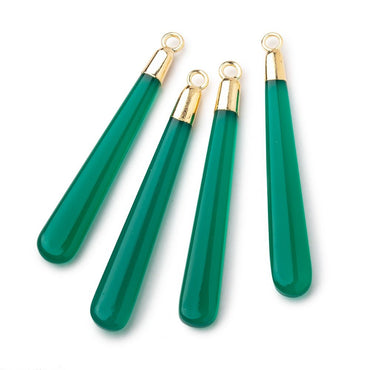 40x6mm Gold Leafed Green Onyx Plain Pear Pendant 1 piece (ONLINE ORDER ONLY)