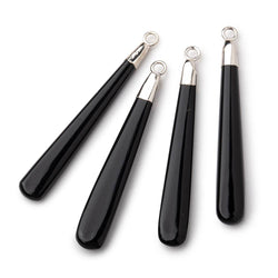 40x6mm Silver Leafed Black Onyx Plain Pear Pendant 1 piece (ONLINE ORDER ONLY)